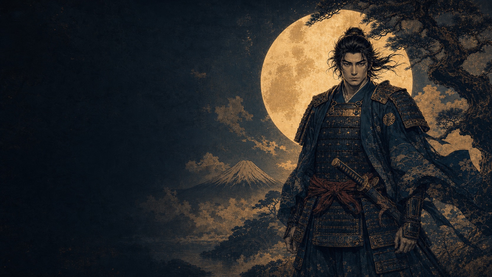Samouraï sous la pleine lune